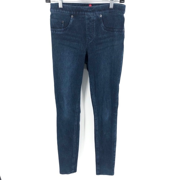SPANX Jeanish High Rise Leggings Jeans Stretch Denim Pants Blue Slimming Size XS - Picture 2 of 10